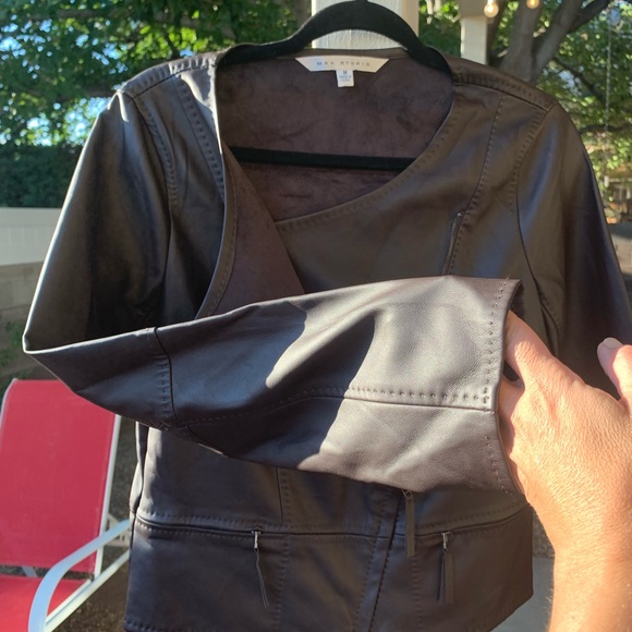 Max Studio vegan leather dark brown chocolate jacket size M - Picture 5 of 13